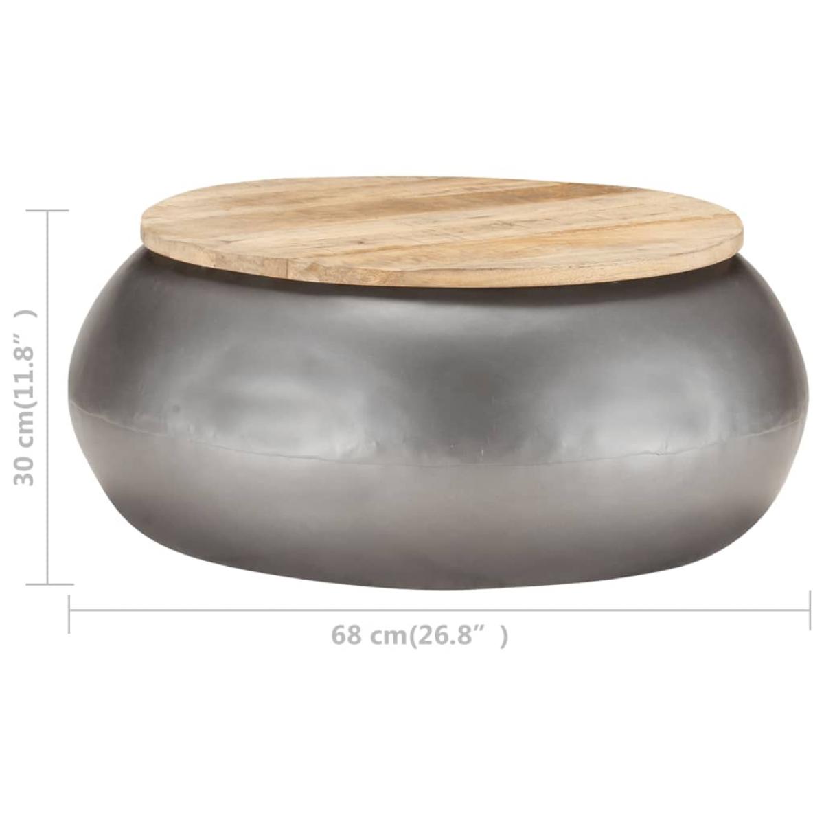 Mesa de centro de madera maciza de mango gris 68x68x30 cm