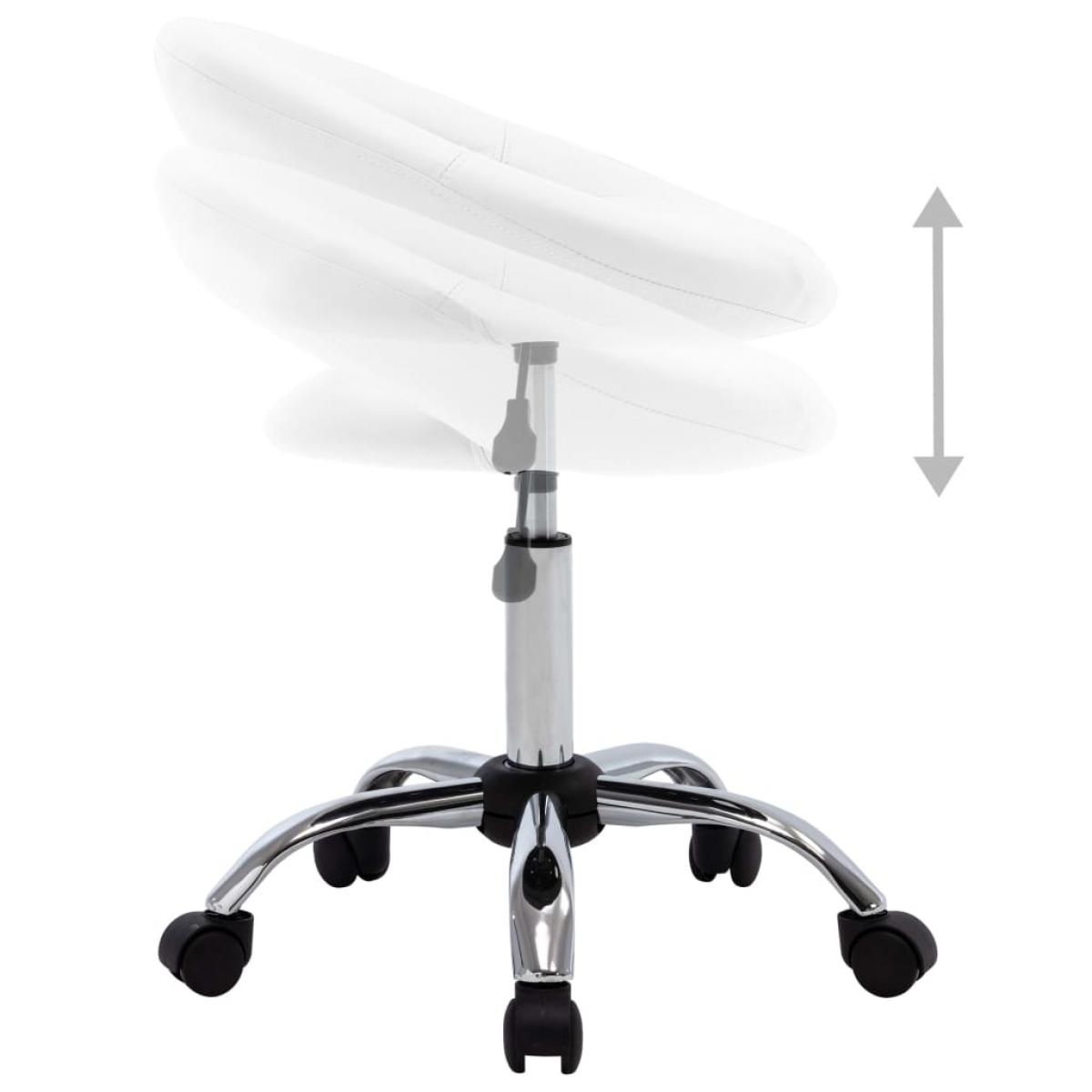 Silla de trabajo con ruedas cuero sintético blanco