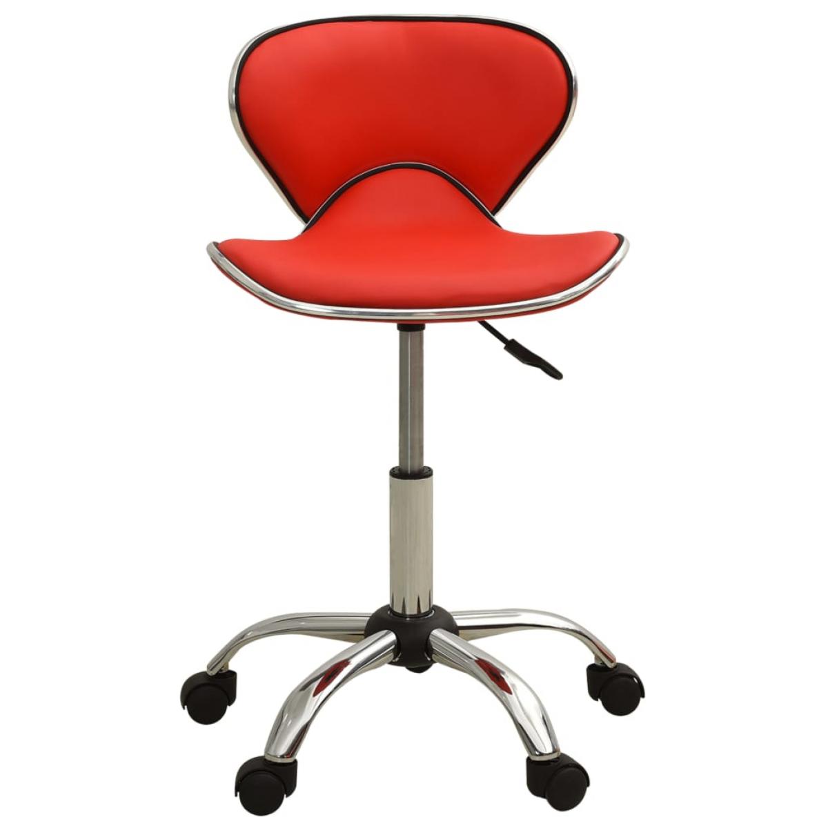 Taburete de salón de belleza de cuero sintético rojo