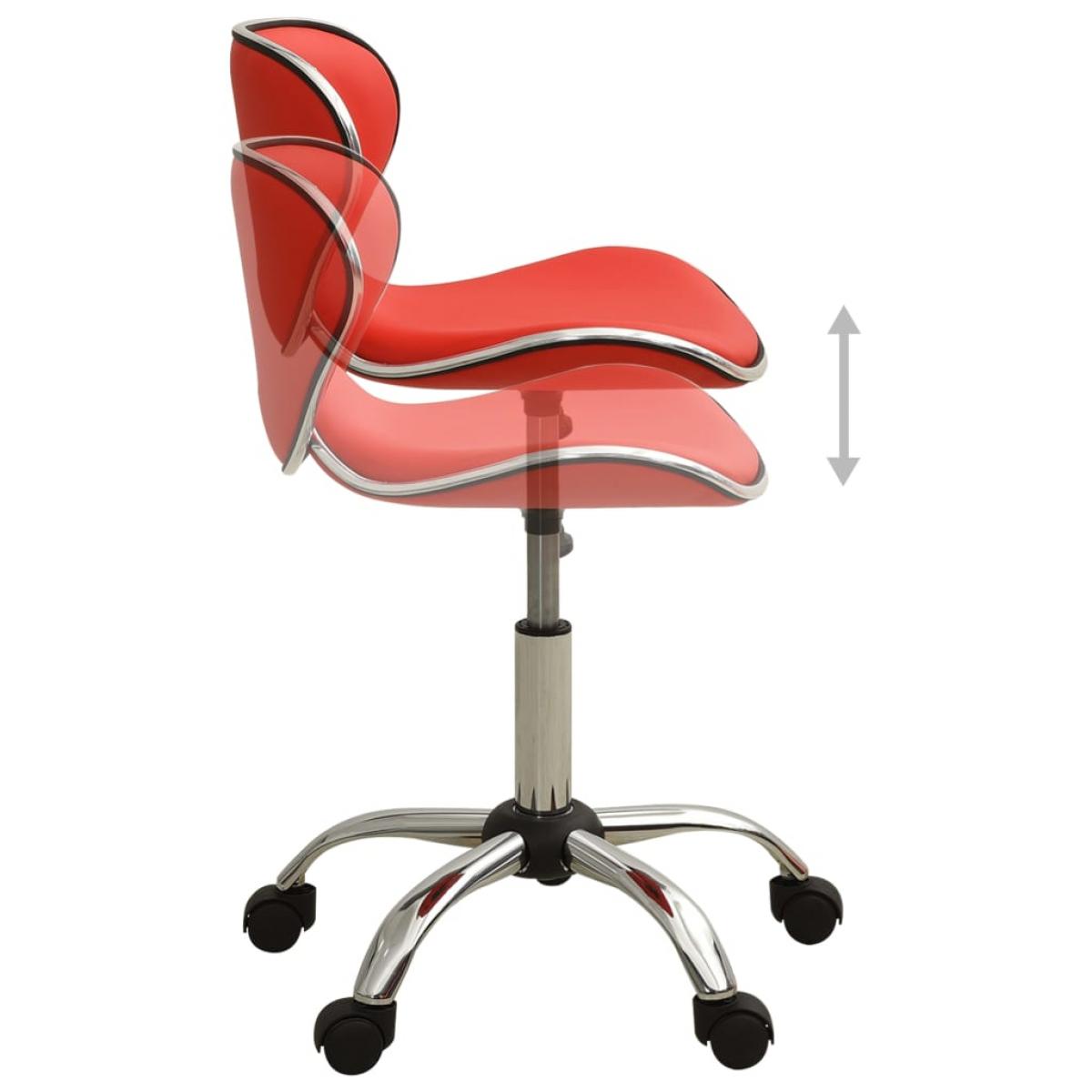 Taburete de salón de belleza de cuero sintético rojo