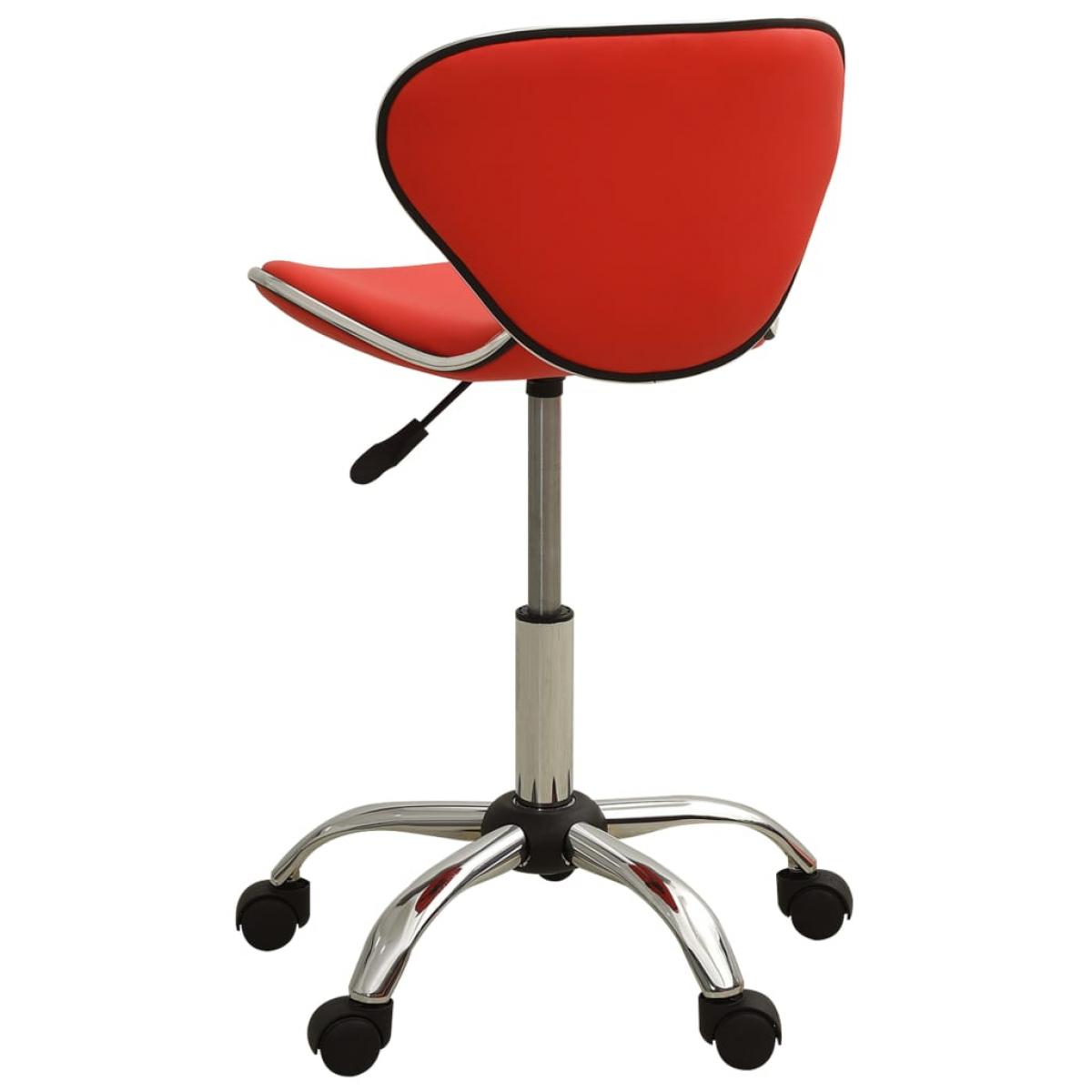 Taburete de salón de belleza de cuero sintético rojo