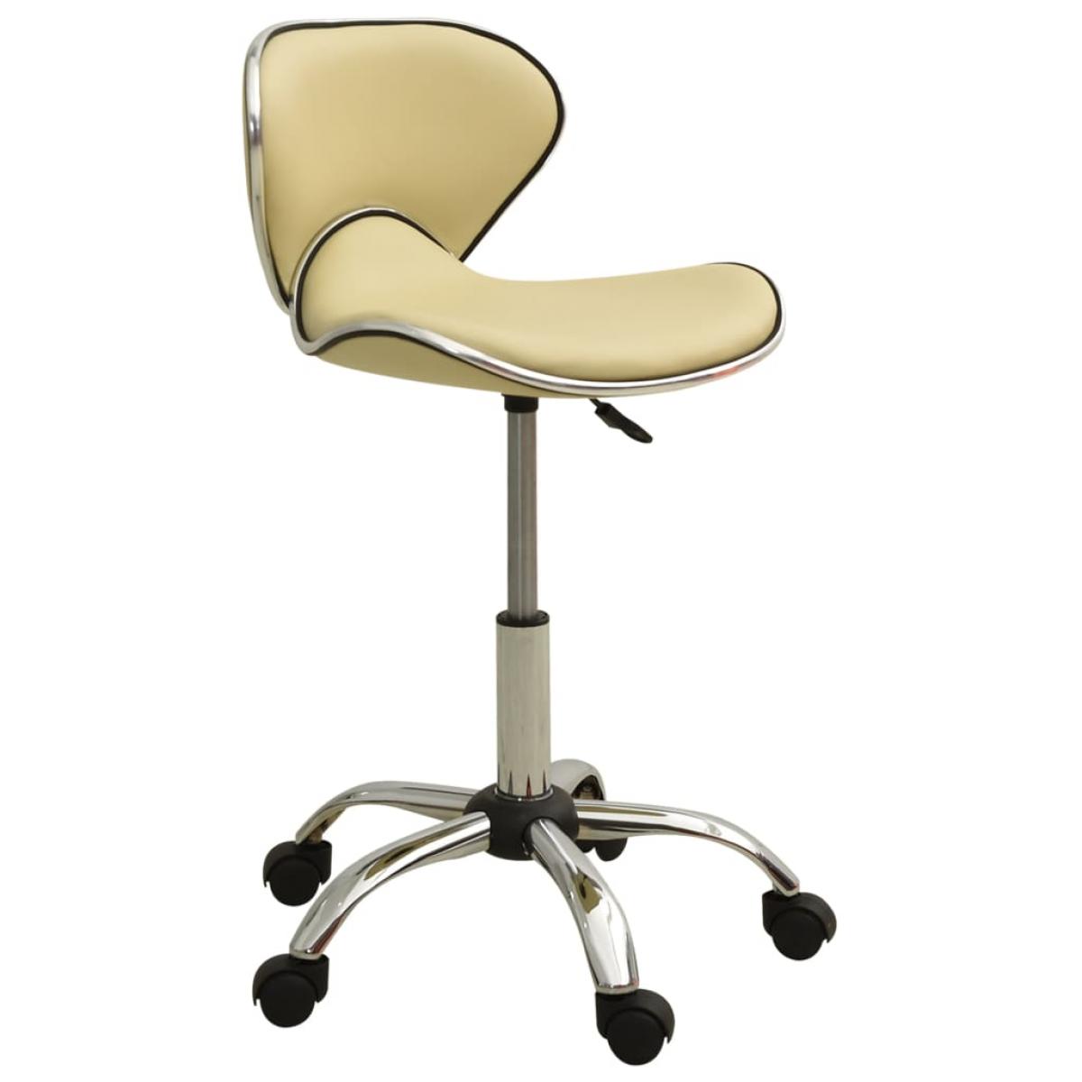 Taburete de salón de belleza de cuero sintético crema