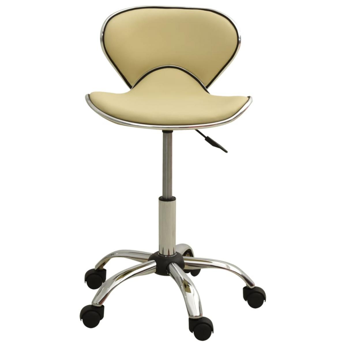Taburete de salón de belleza de cuero sintético crema