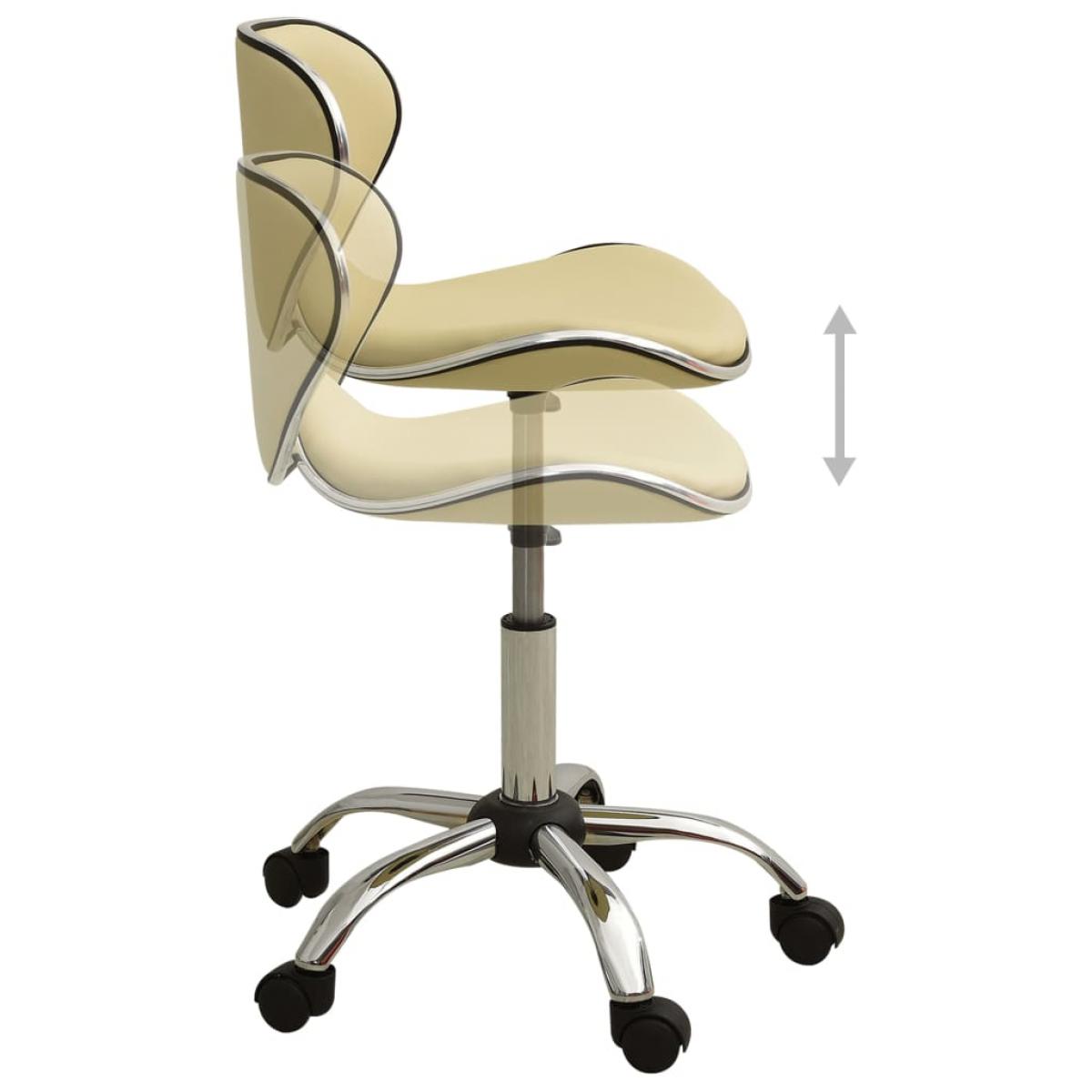 Taburete de salón de belleza de cuero sintético crema