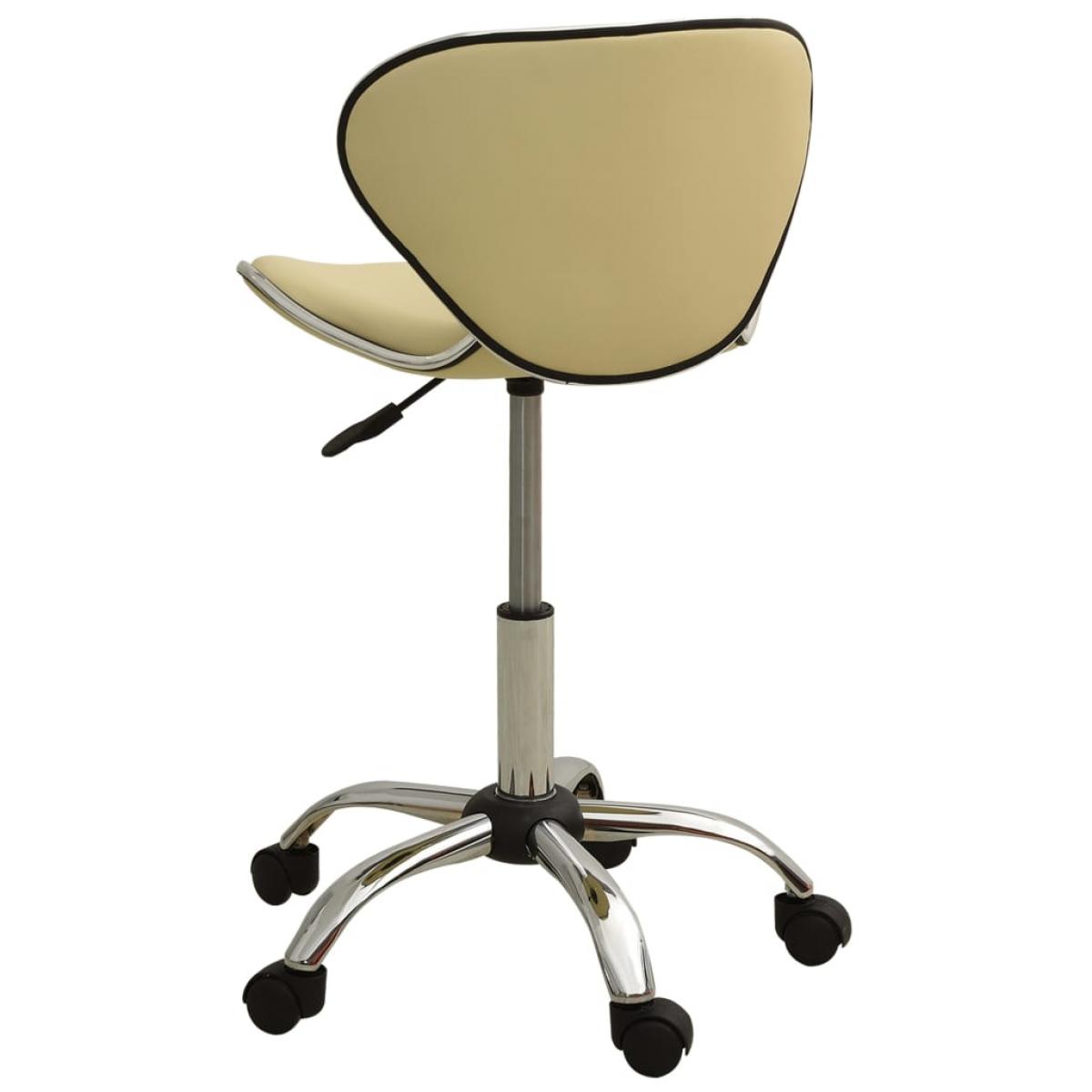 Taburete de salón de belleza de cuero sintético crema