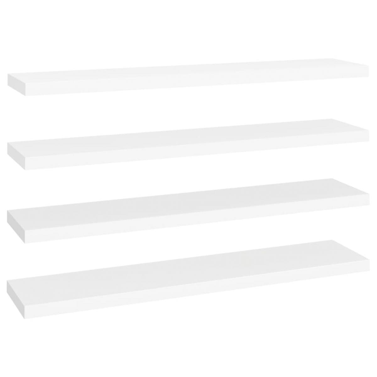 Estante flotante de pared 4 uds MDF blanco 120x23,5x3,8 cm