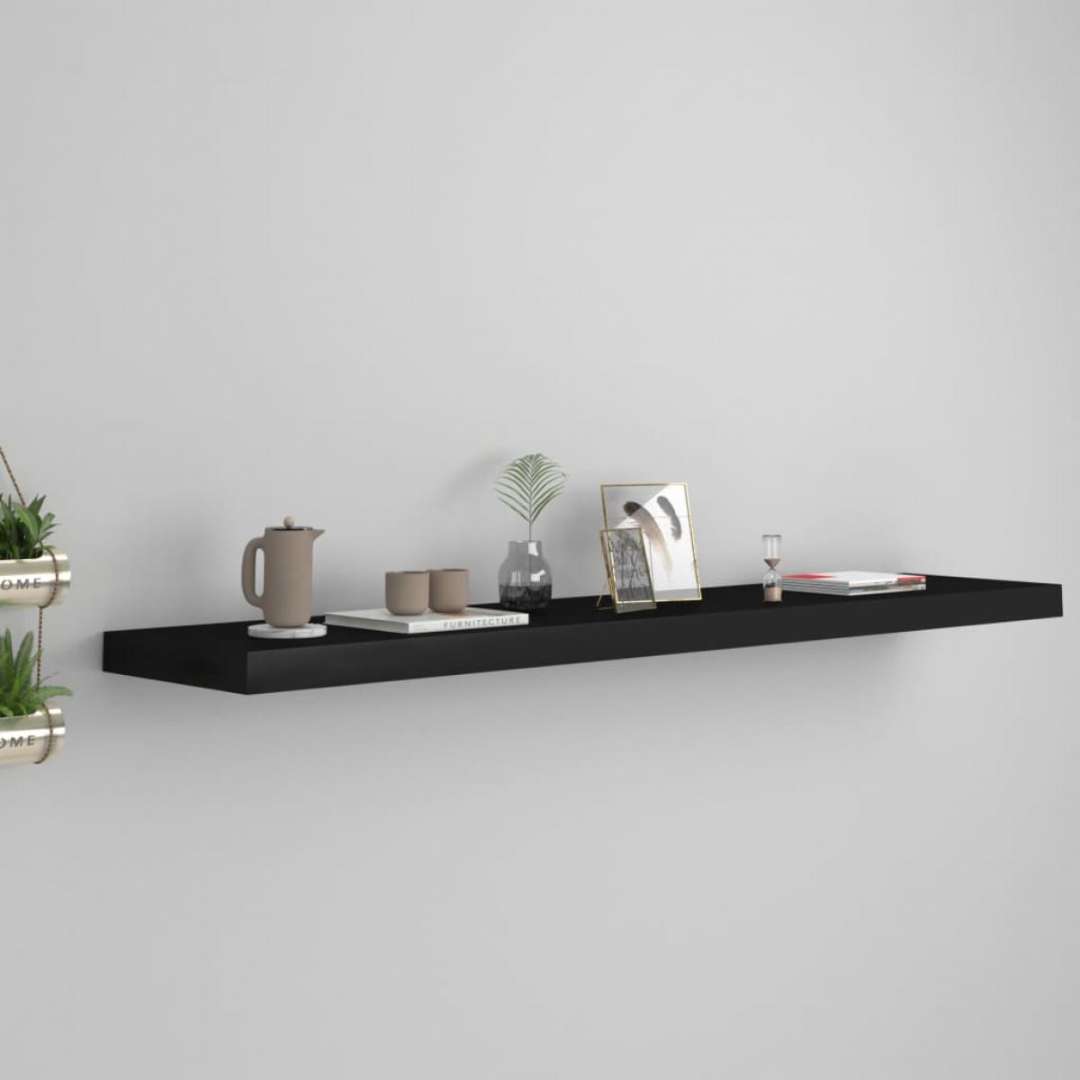 Estante flotante de pared MDF negro 120x23,5x3,8 cm