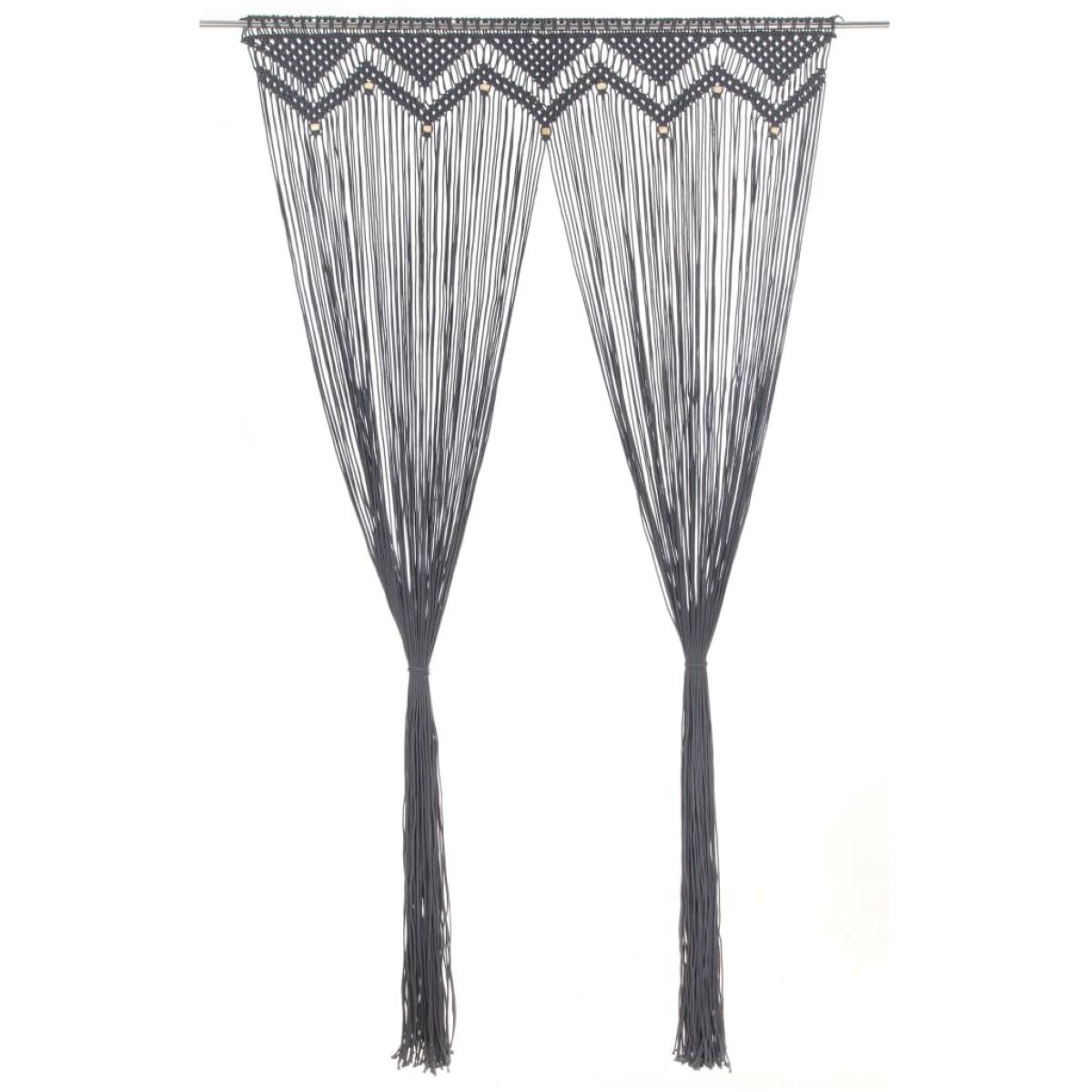 Cortina de macramé algodón gris antracita 140x240 cm
