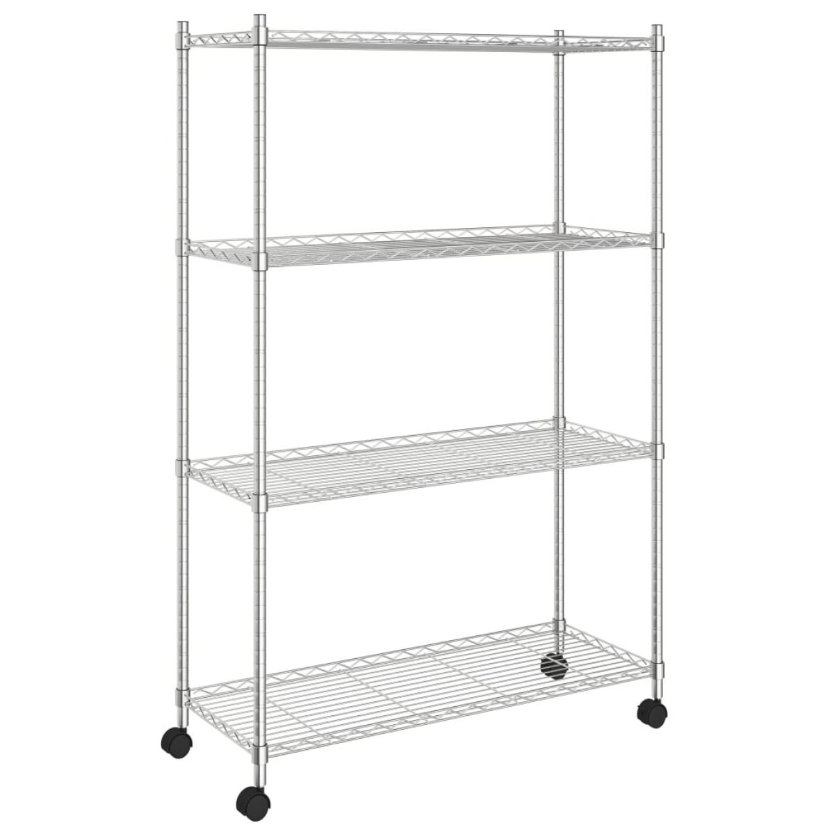 Estantería de 4 niveles con ruedas cromado 90x35x142 cm 200 kg