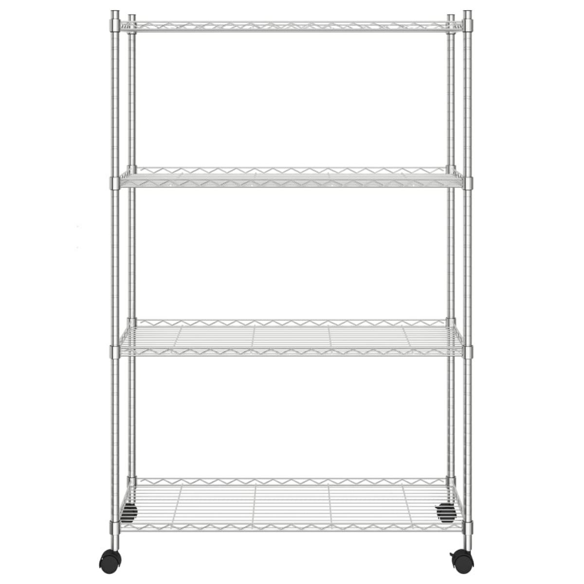 Estantería de 4 niveles con ruedas cromado 90x35x142 cm 200 kg