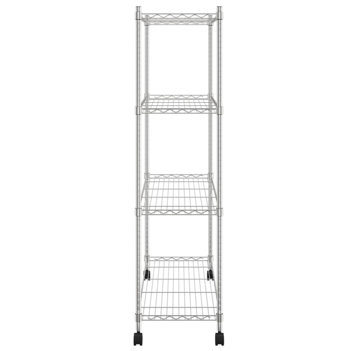 Estantería de 4 niveles con ruedas cromado 90x35x142 cm 200 kg