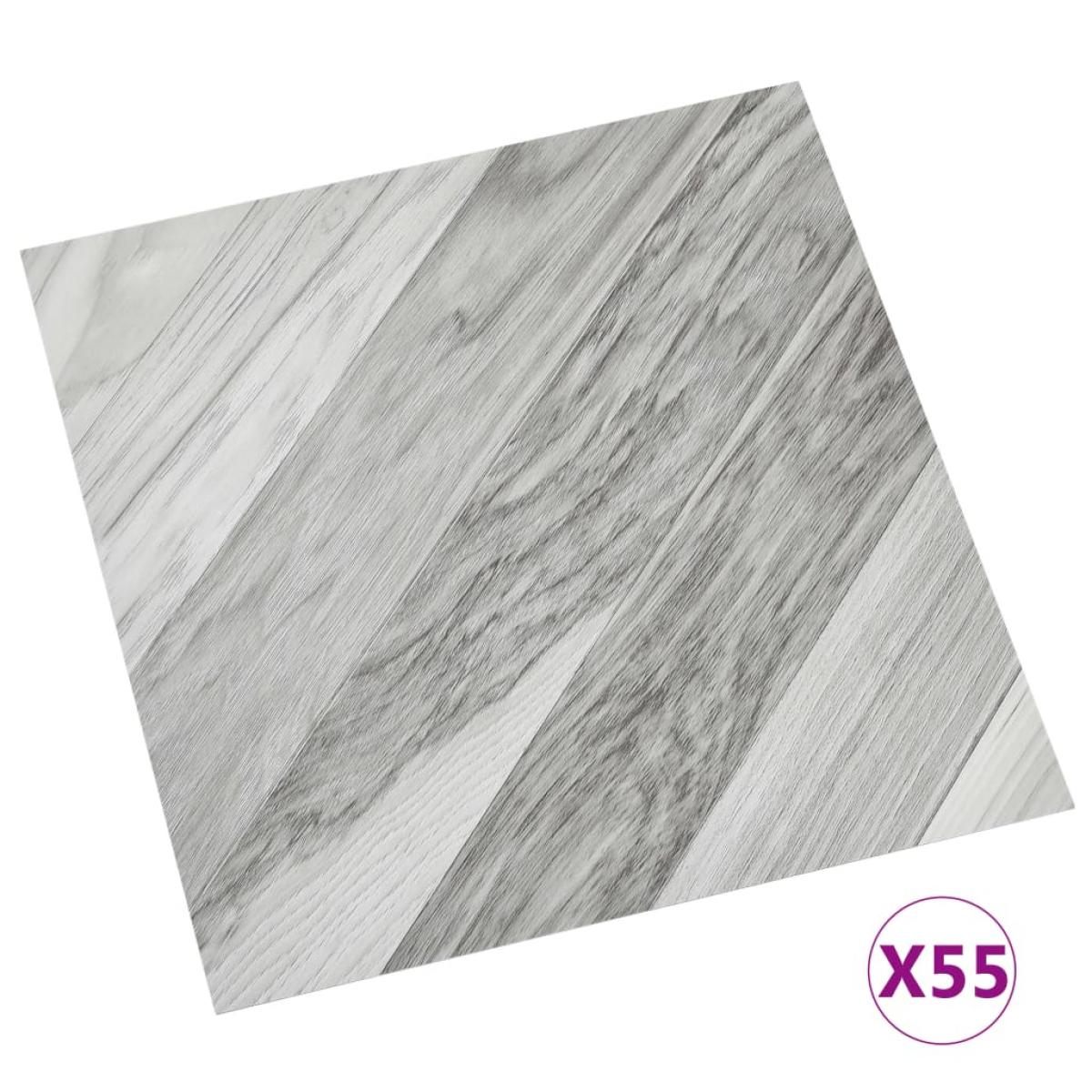 Lamas para suelo autoadhesivas 55 uds PVC gris a rayas 5,11 m²
