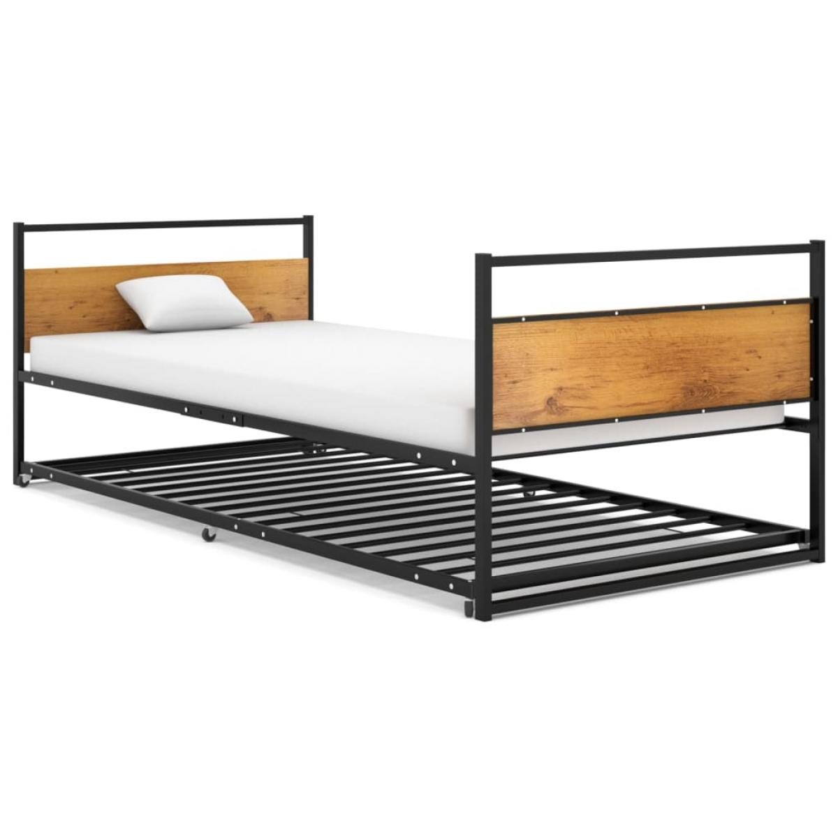 Estructura de cama extraíble sin colchón metal negro 90x200 cm