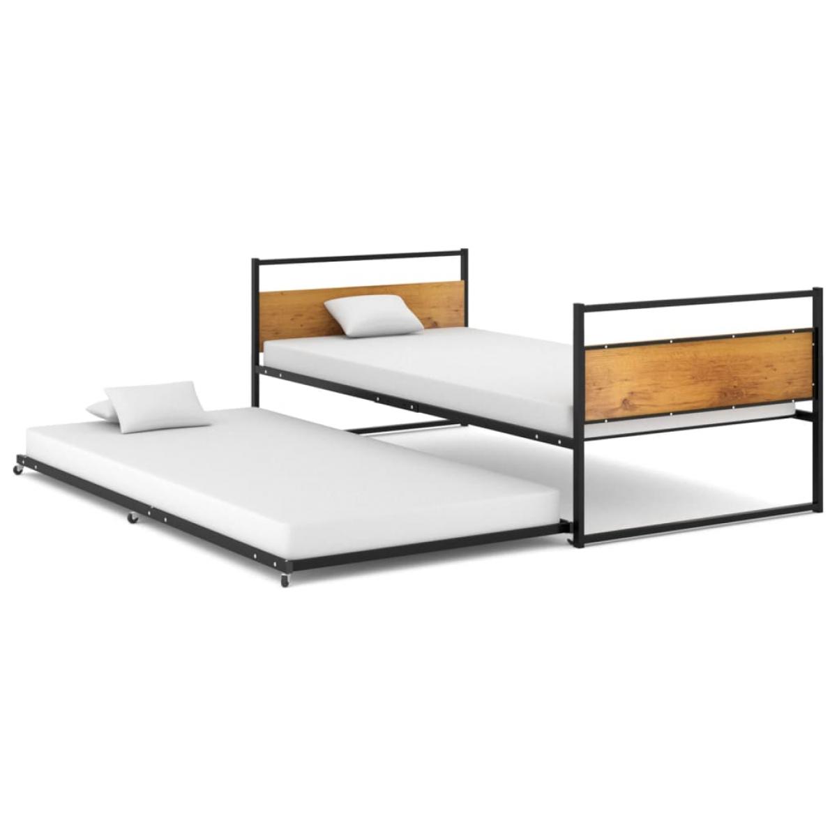 Estructura de cama extraíble sin colchón metal negro 90x200 cm