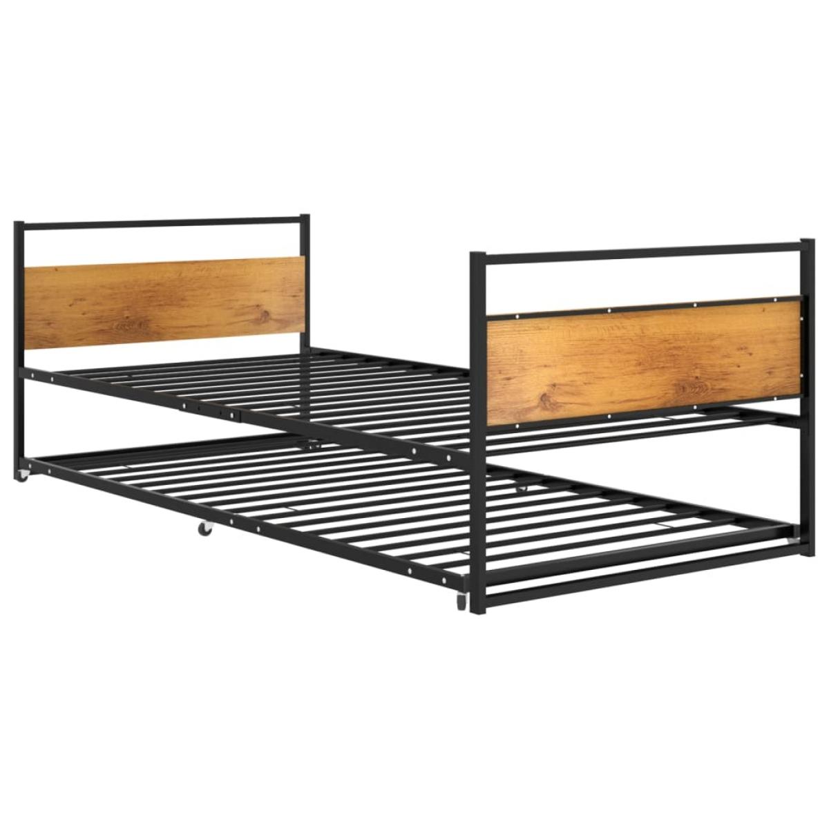 Estructura de cama extraíble sin colchón metal negro 90x200 cm