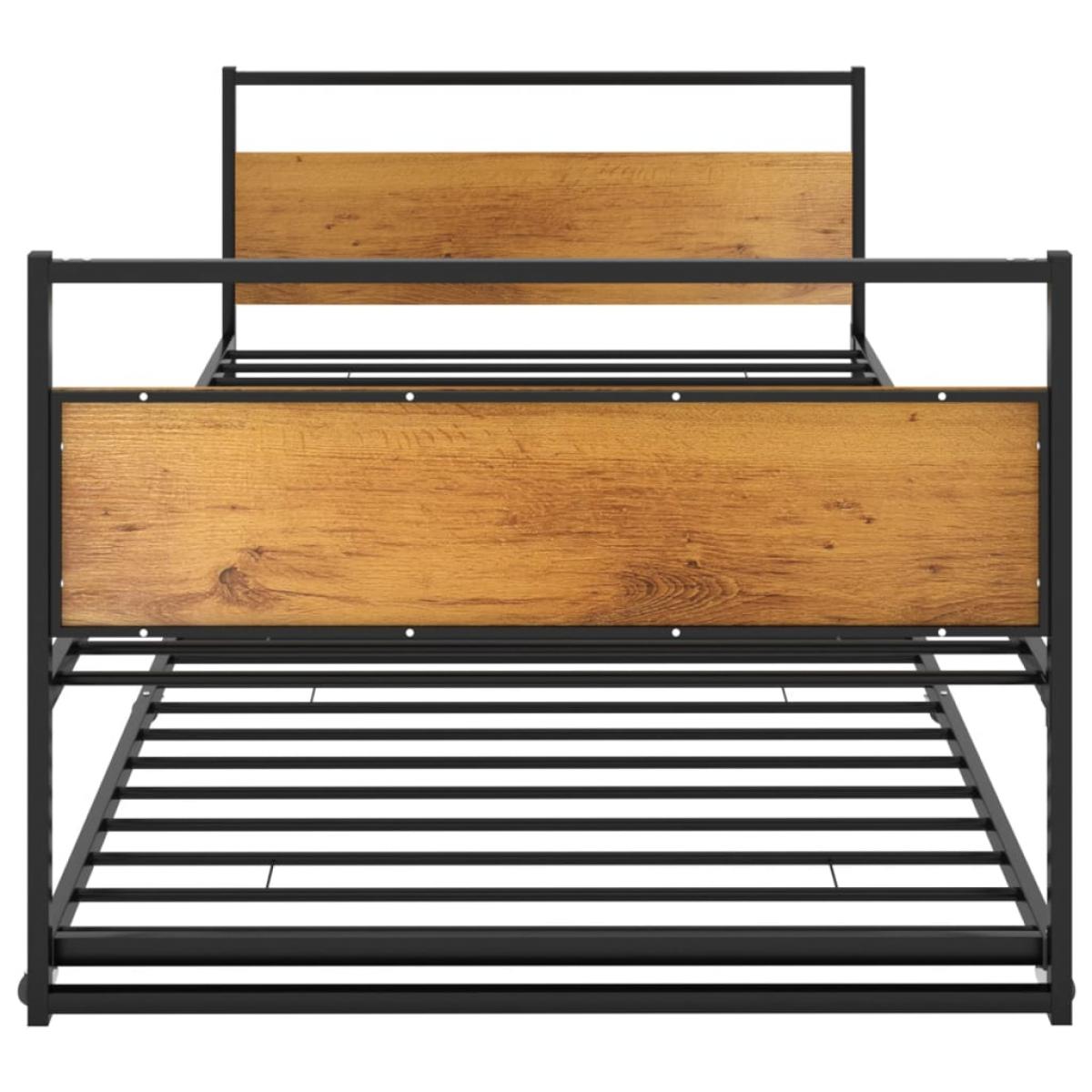 Estructura de cama extraíble sin colchón metal negro 90x200 cm