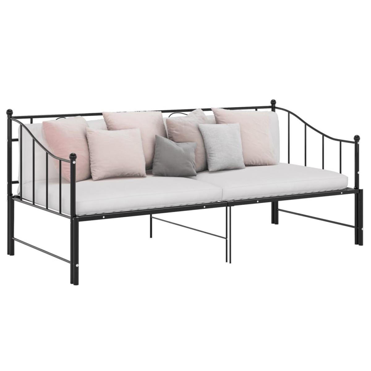 Estructura sofá cama extraíble sin colchón metal negro 90x200cm
