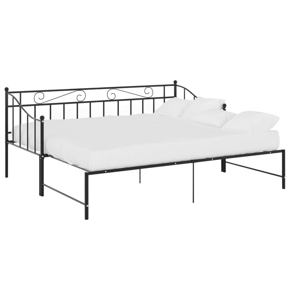 Estructura sofá cama extraíble sin colchón metal negro 90x200cm