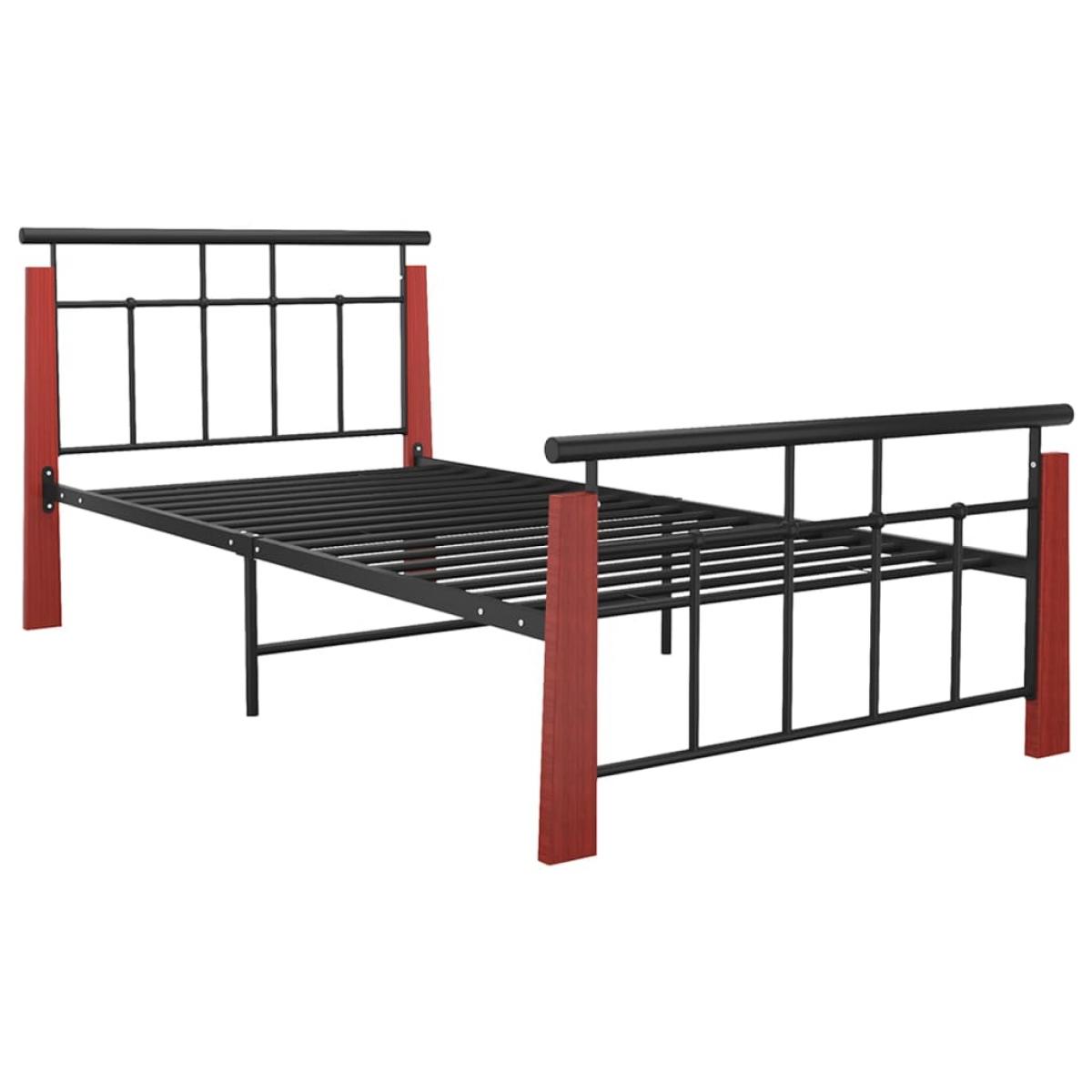 Estructura de cama sin colchón metal madera de roble 100x200 cm