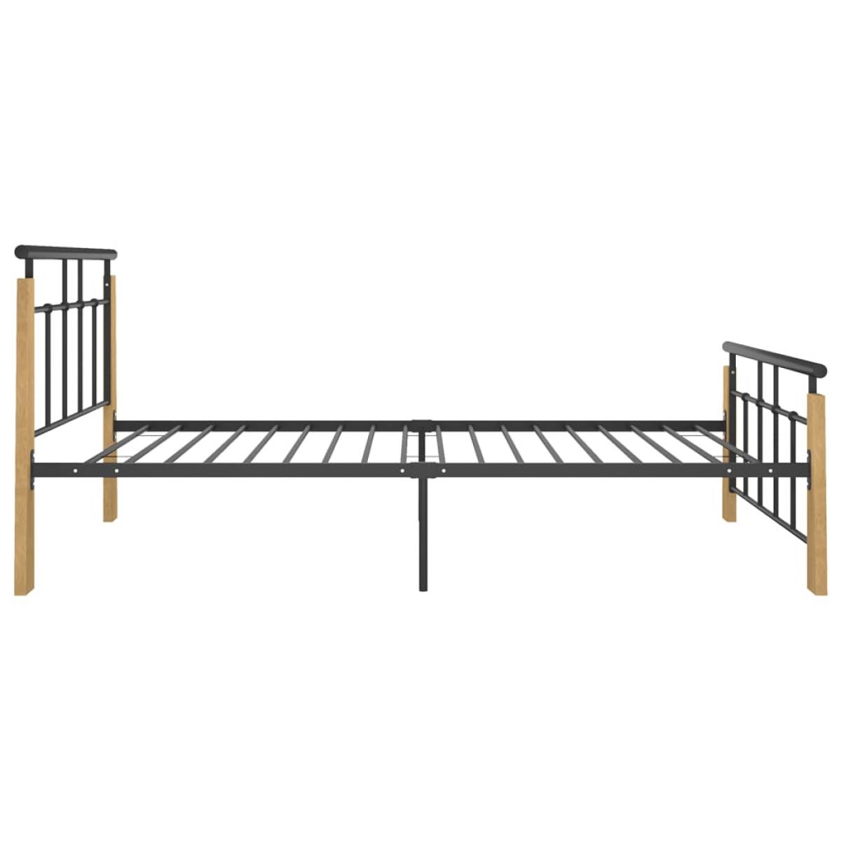 Estructura de cama sin colchón metal madera de roble 100x200 cm