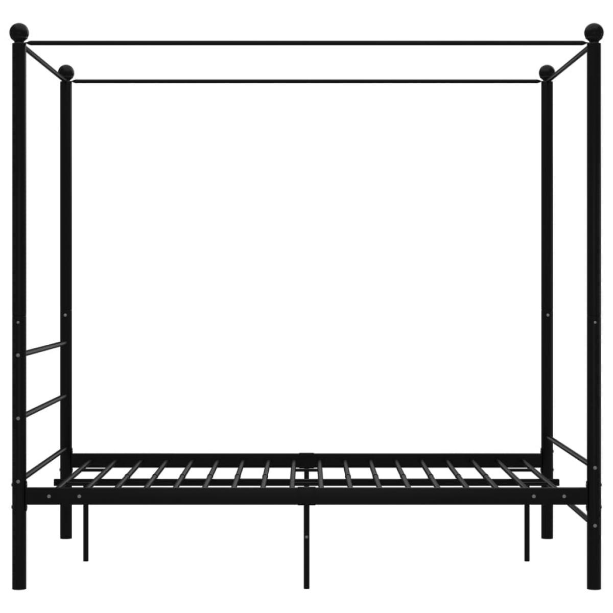 Estructura de cama con dosel sin colchón metal negro 140x200 cm