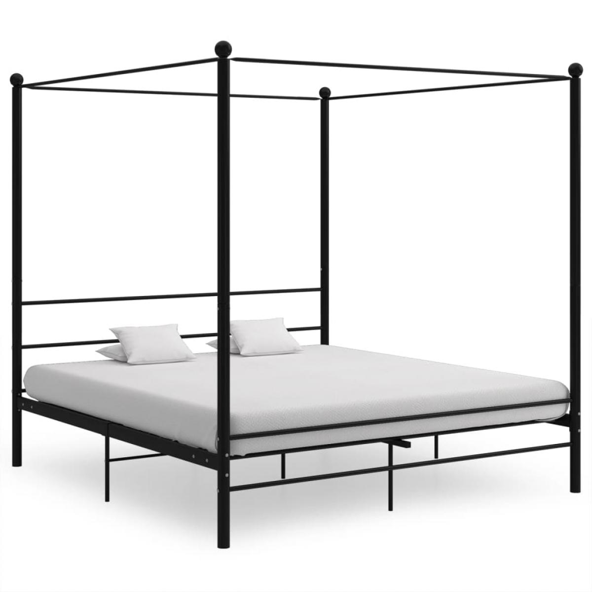 Estructura de cama con dosel sin colchón metal negro 200x200 cm