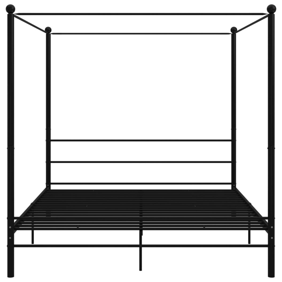 Estructura de cama con dosel sin colchón metal negro 200x200 cm