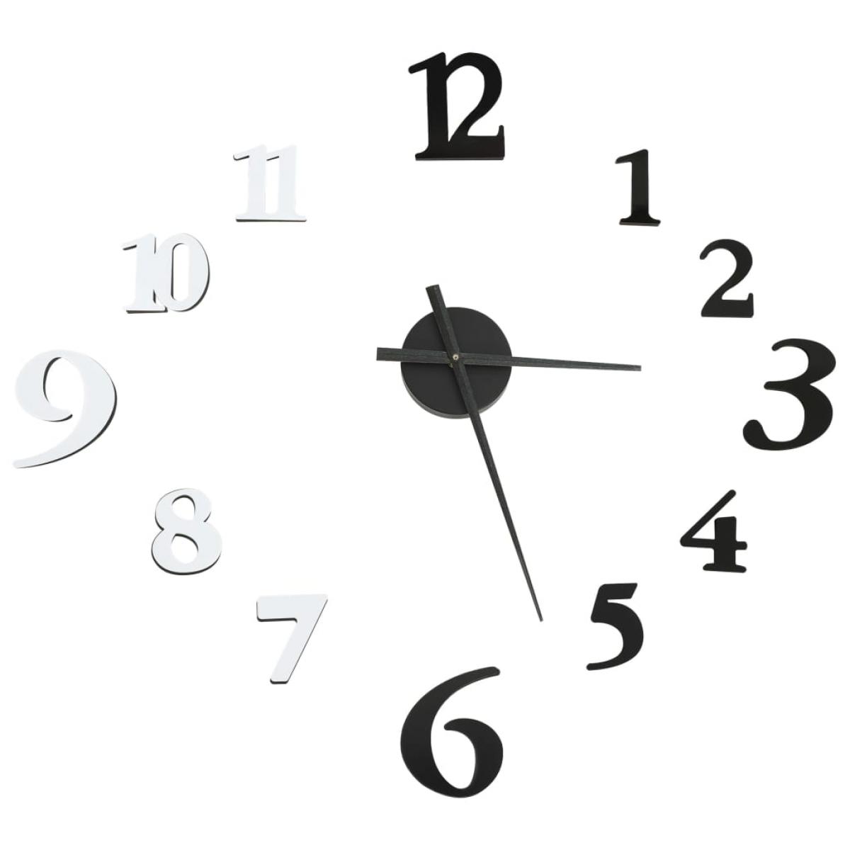 Reloj 3D de pared con diseño moderno blanco y negro 100 cm XXL
