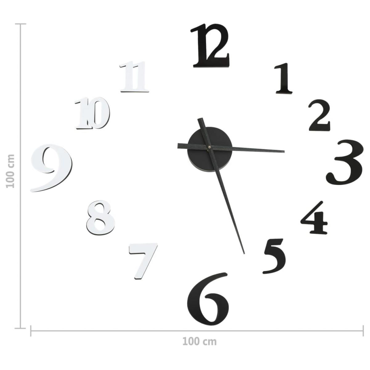 Reloj 3D de pared con diseño moderno blanco y negro 100 cm XXL