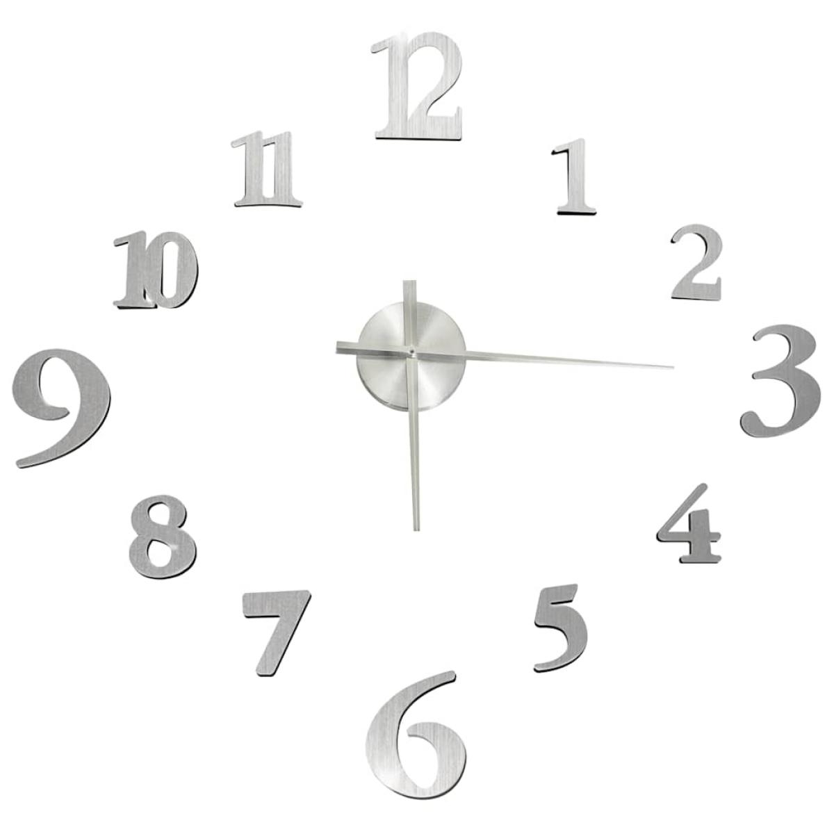 Reloj 3D de pared con diseño moderno plateado 100 cm XXL