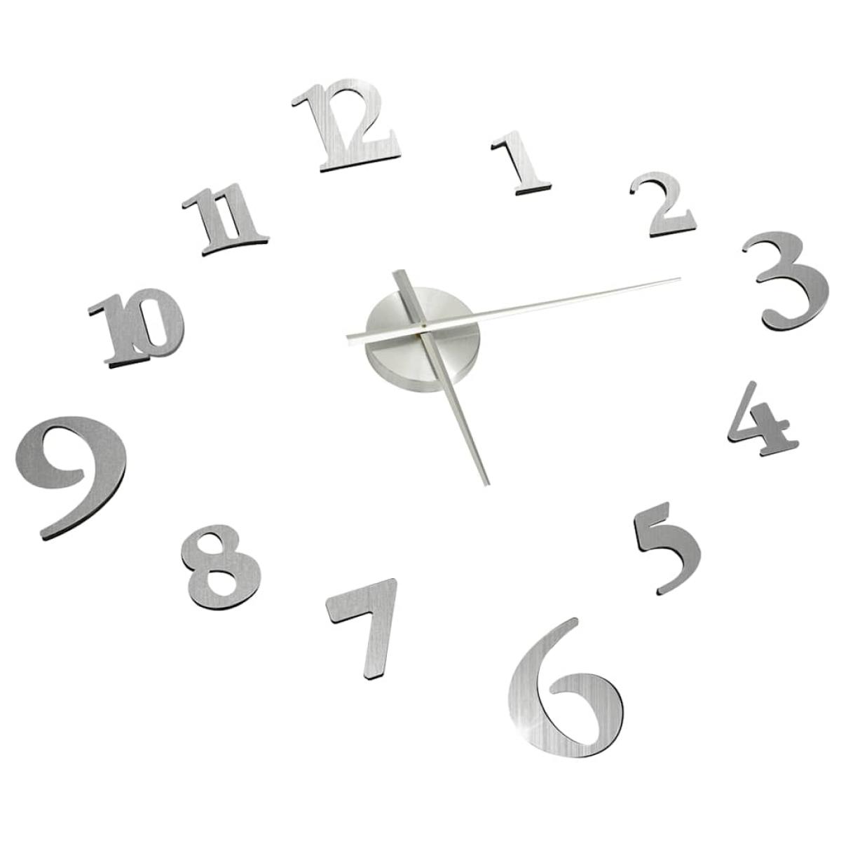 Reloj 3D de pared con diseño moderno plateado 100 cm XXL