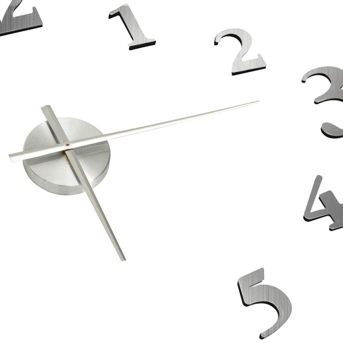 Reloj 3D de pared con diseño moderno plateado 100 cm XXL
