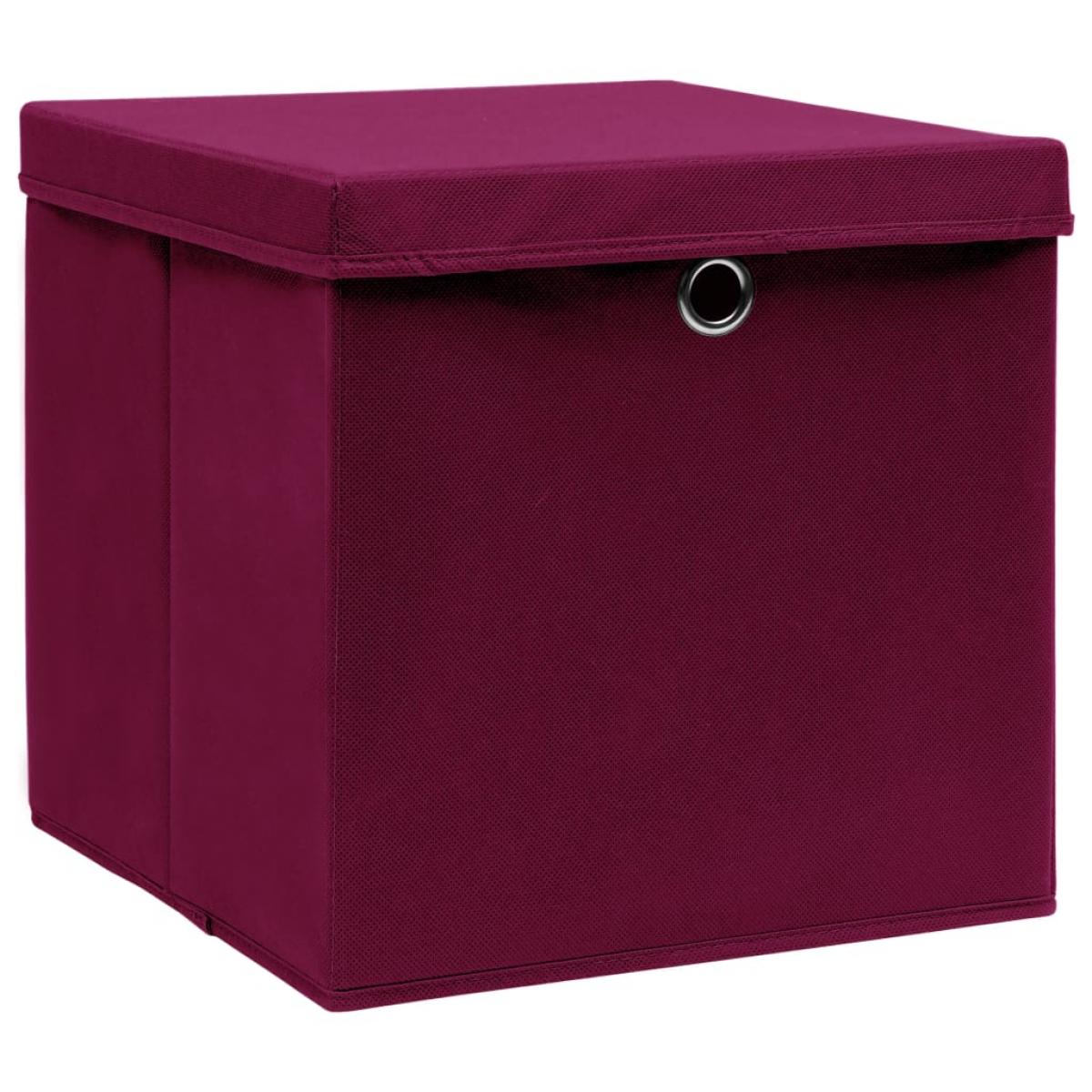 Cajas de almacenaje con tapas 4 uds rojo oscuro 28x28x28 cm