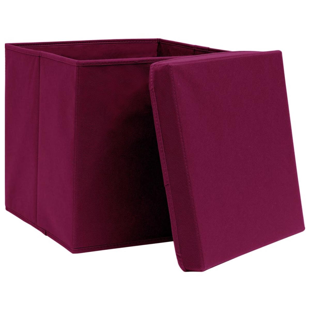 Cajas de almacenaje con tapas 4 uds rojo oscuro 28x28x28 cm