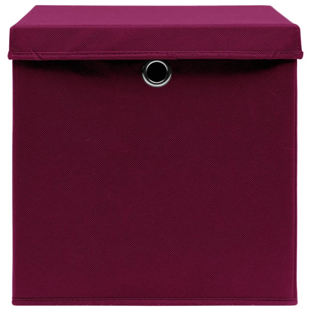 Cajas de almacenaje con tapas 4 uds rojo oscuro 28x28x28 cm