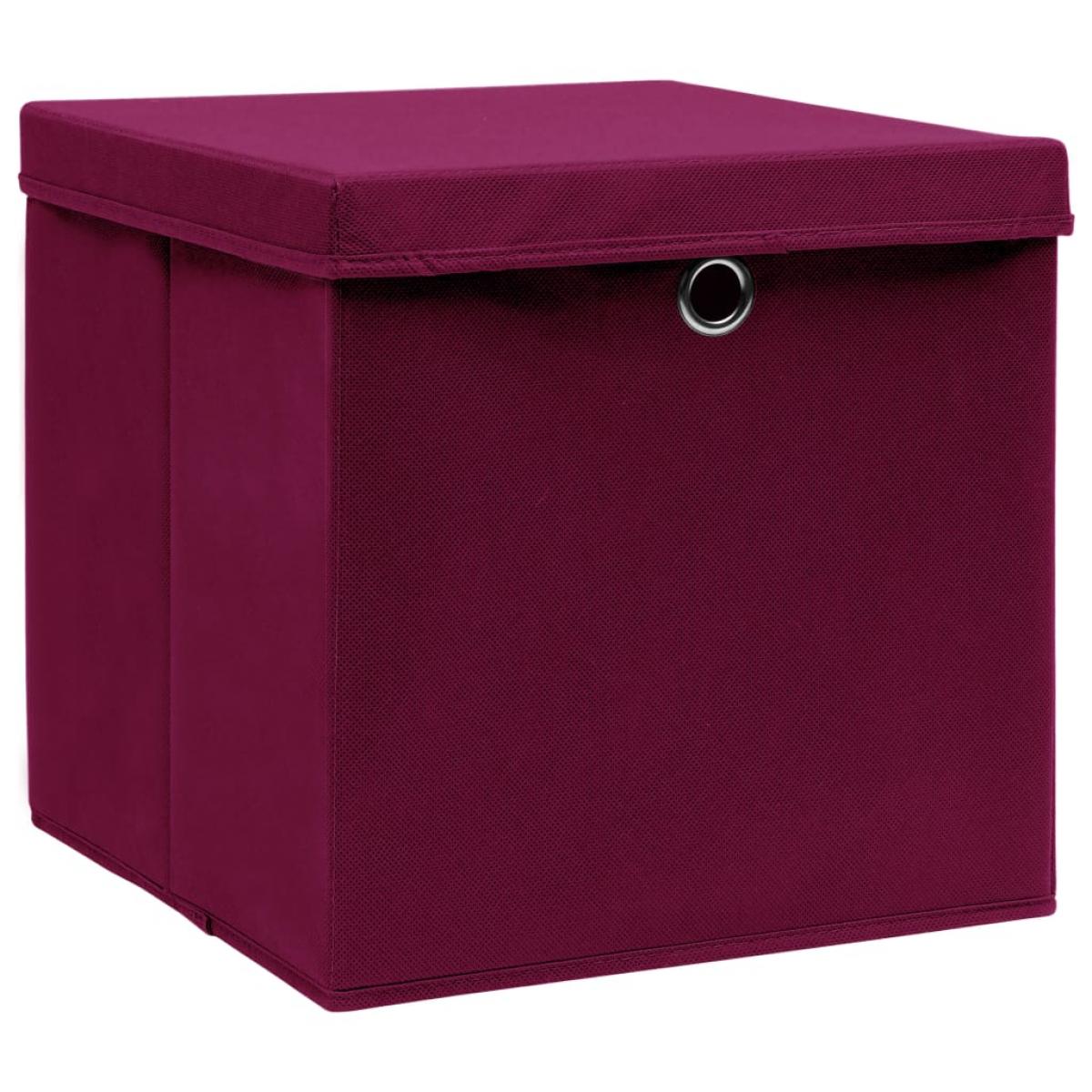 Cajas de almacenaje con tapas 10 uds rojo oscuro 28x28x28 cm