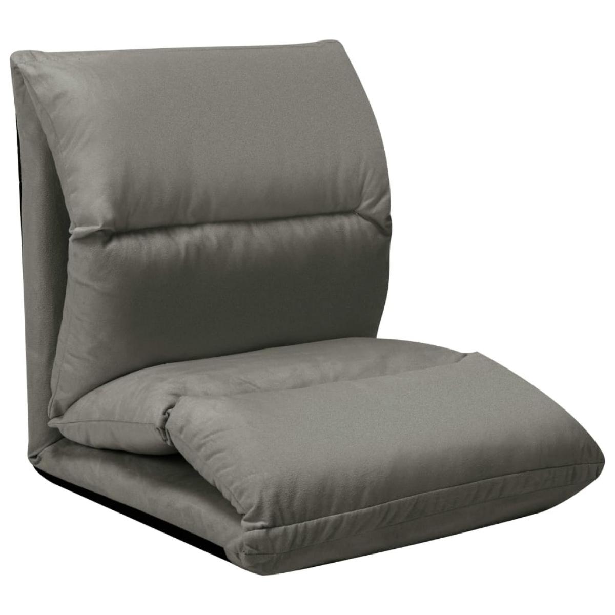 Tumbona de suelo plegable microfibra gris oscuro