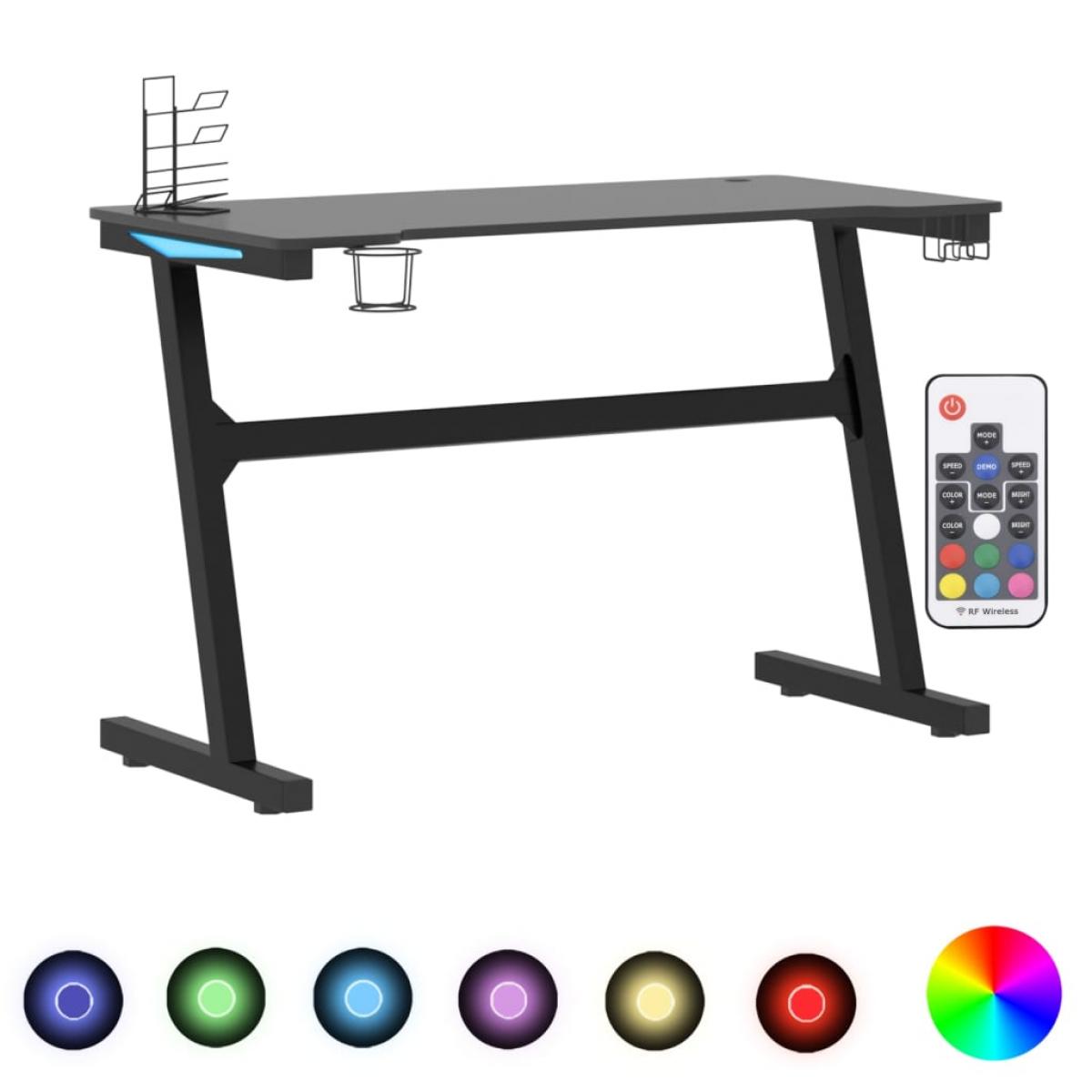 Escritorio gaming con luz LED forma Y negro 110x60x75 cm