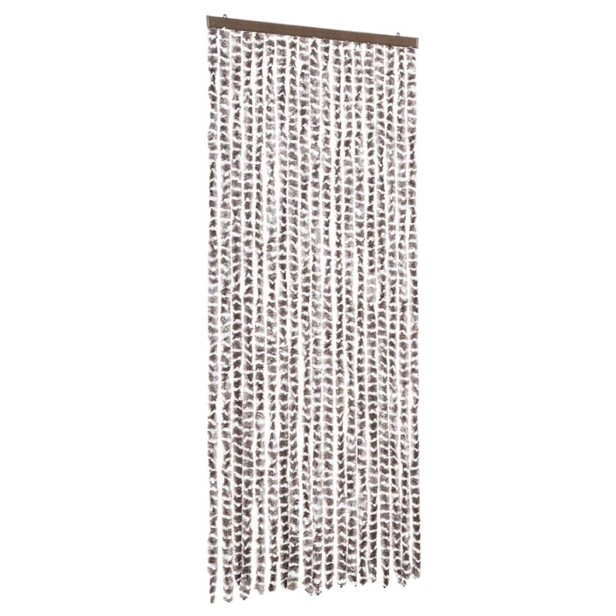 Cortina mosquitera de chenilla gris taupe y blanca 56x185 cm