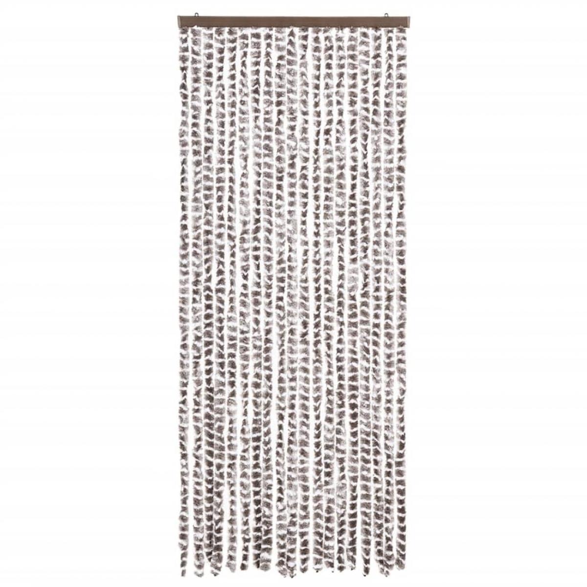 Cortina mosquitera de chenilla gris taupe y blanca 56x185 cm