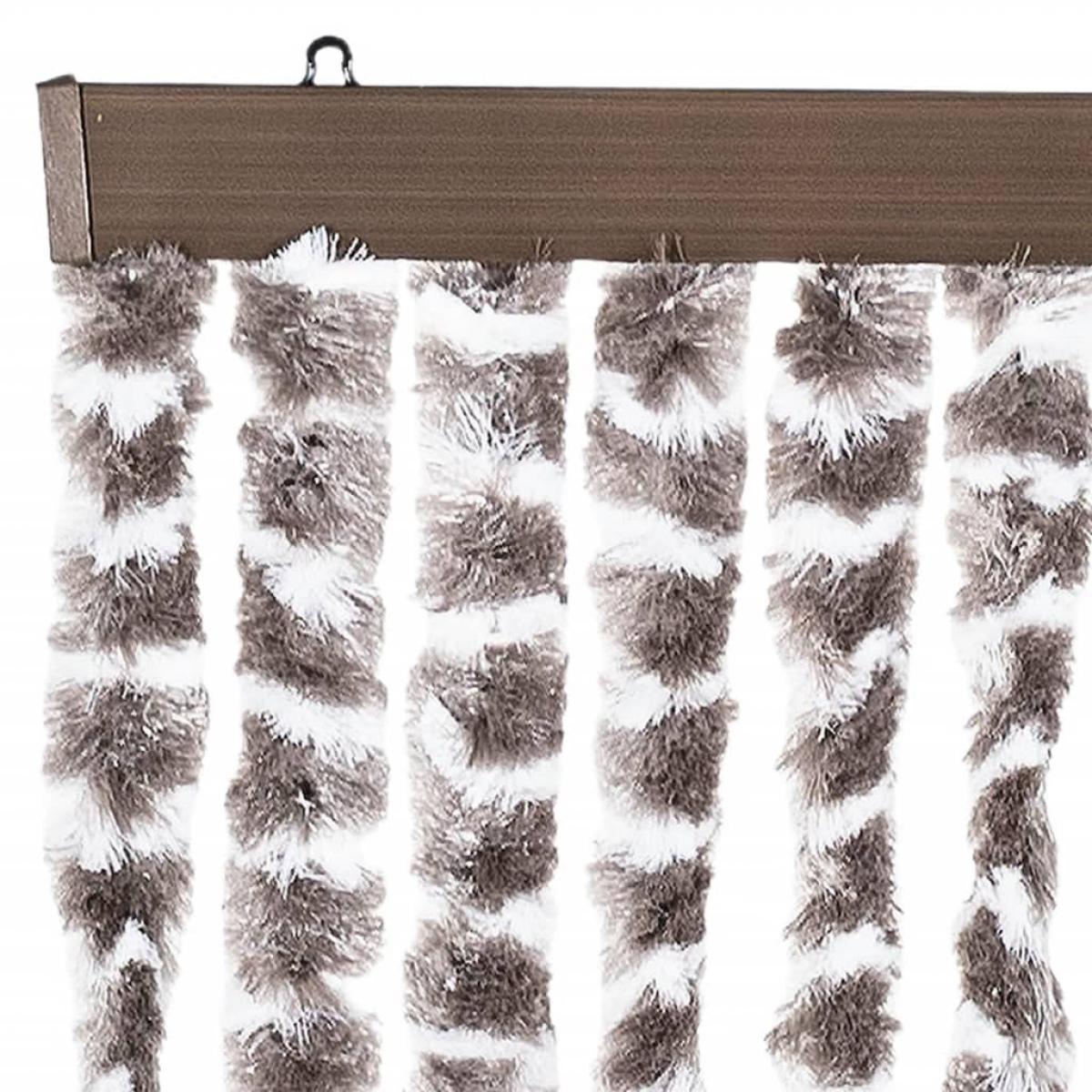Cortina mosquitera de chenilla gris taupe y blanca 56x185 cm