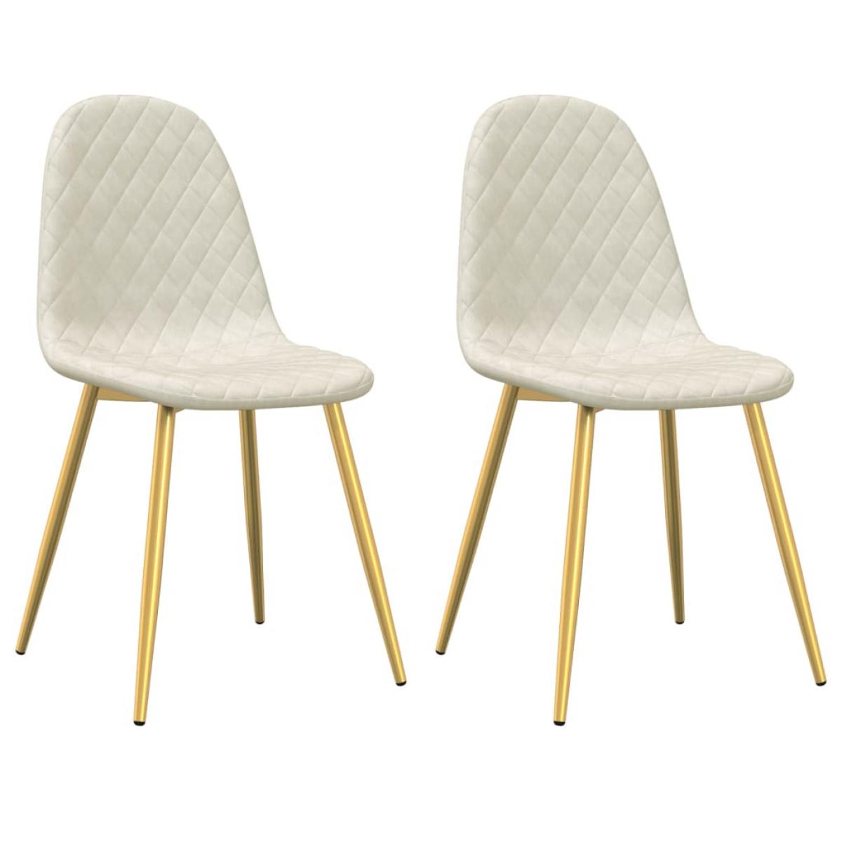 Sillas de comedor 2 unidades terciopelo blanco crema