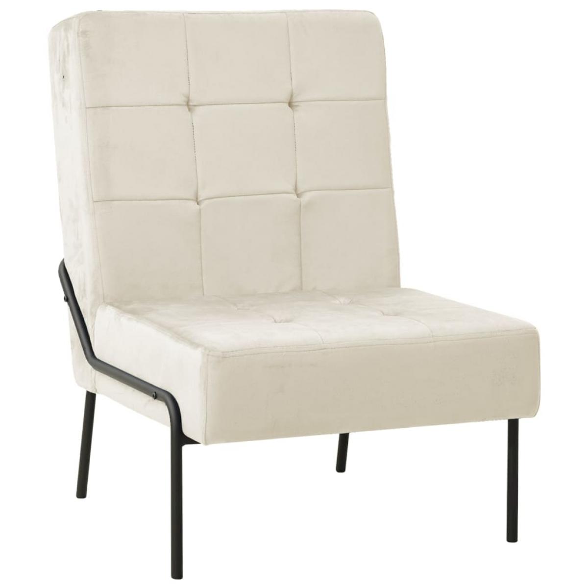 Silla de relajación de terciopelo crema blanca 65x79x87 cm