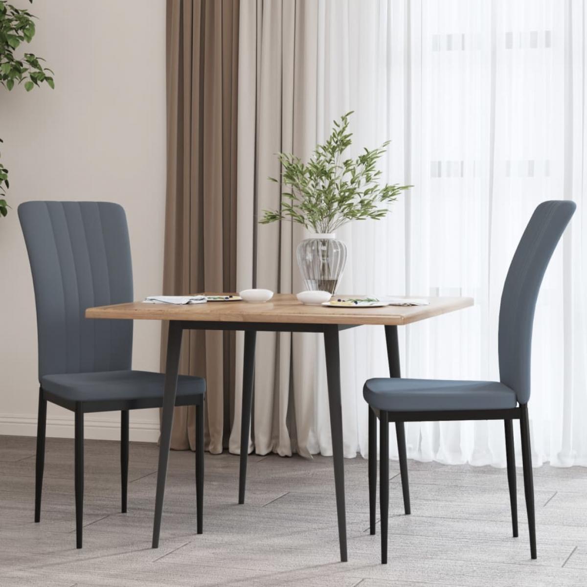 Sillas de comedor 2 unidades terciopelo gris oscuro