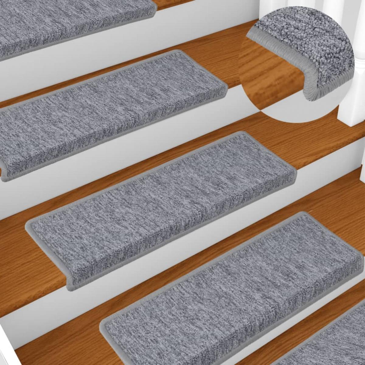 Alfombras de peldaños de escalera 15uds blanco y gris 65x21x4cm