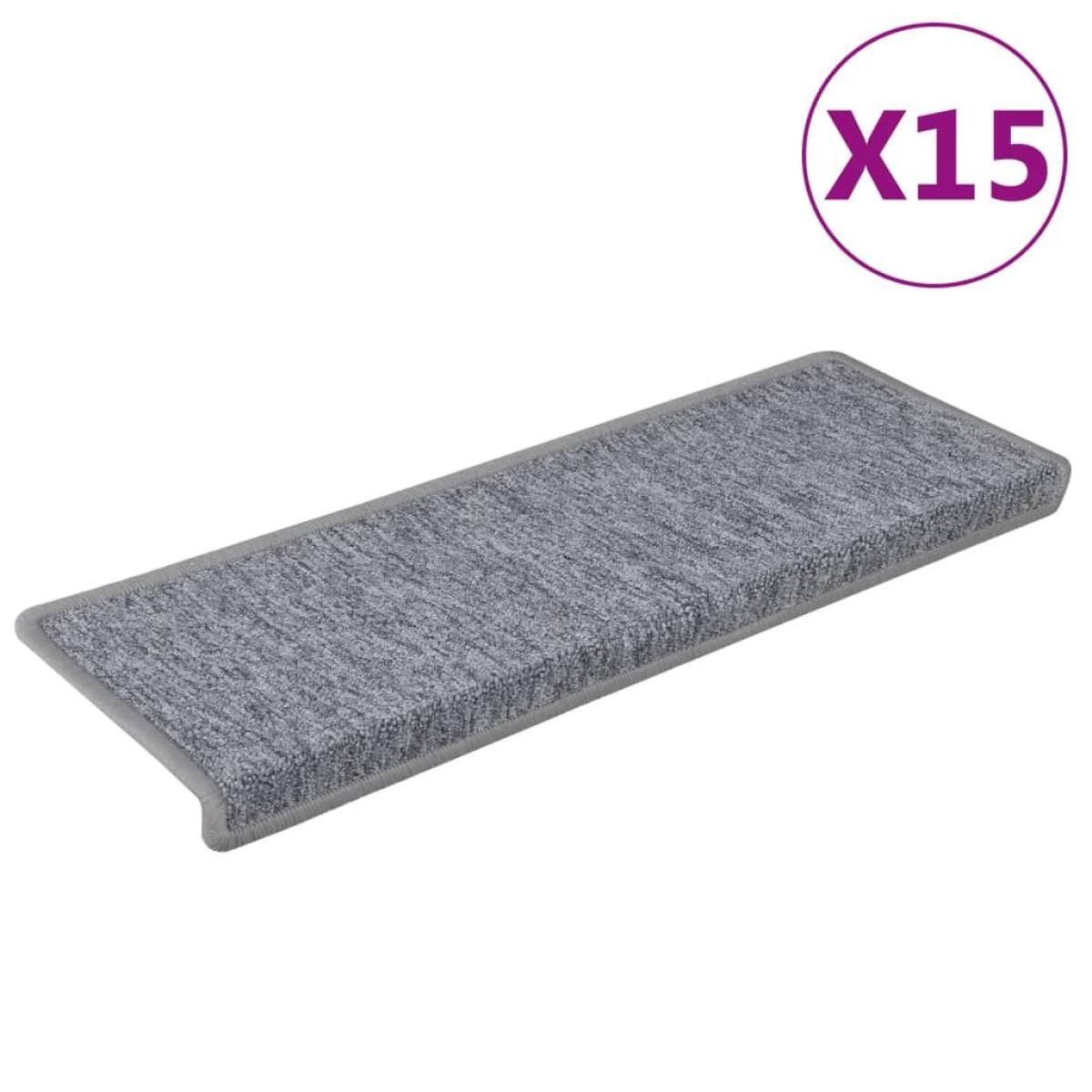 Alfombras de peldaños de escalera 15uds blanco y gris 65x21x4cm