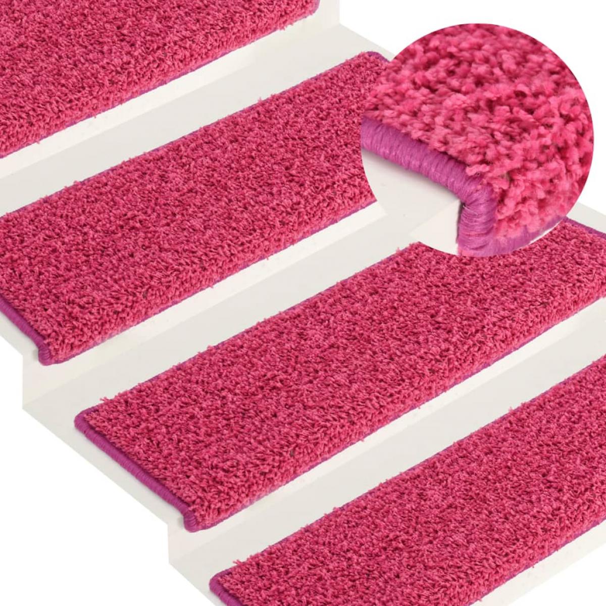 Alfombras de peldaños de escalera 15 uds rosa 65x21x4 cm