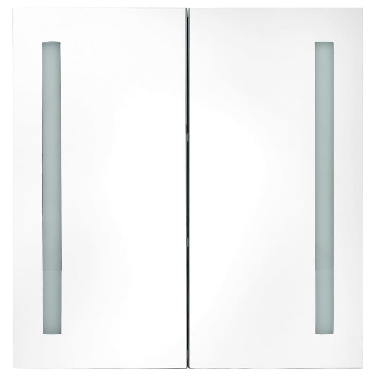 Armario de baño con espejo LED blanco brillante 62x14x60 cm