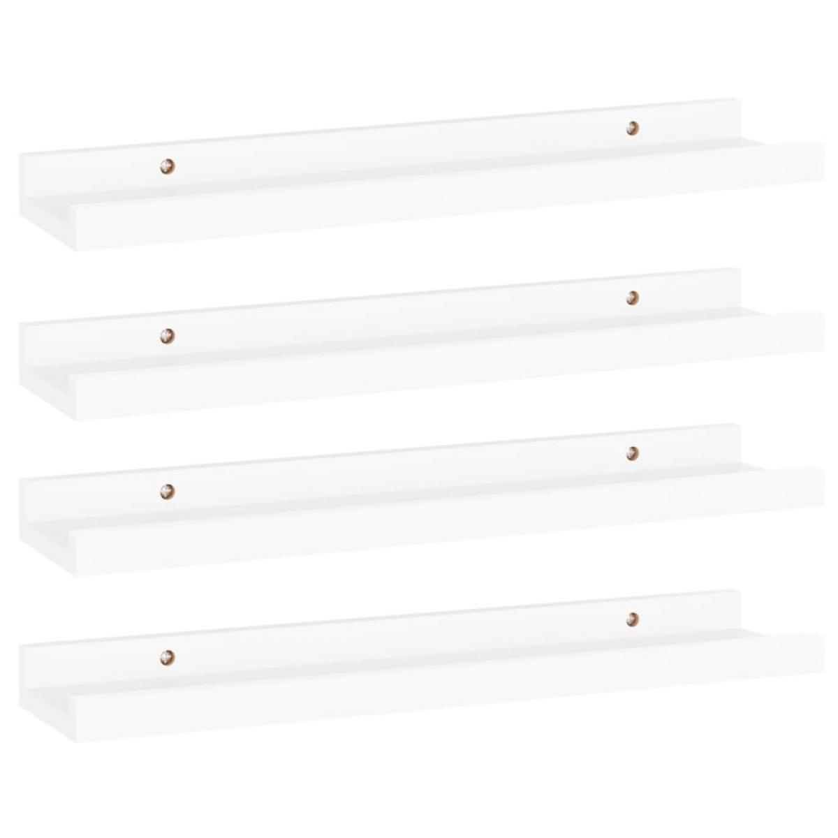 Estantes de pared 4 unidades blanco 40x9x3 cm
