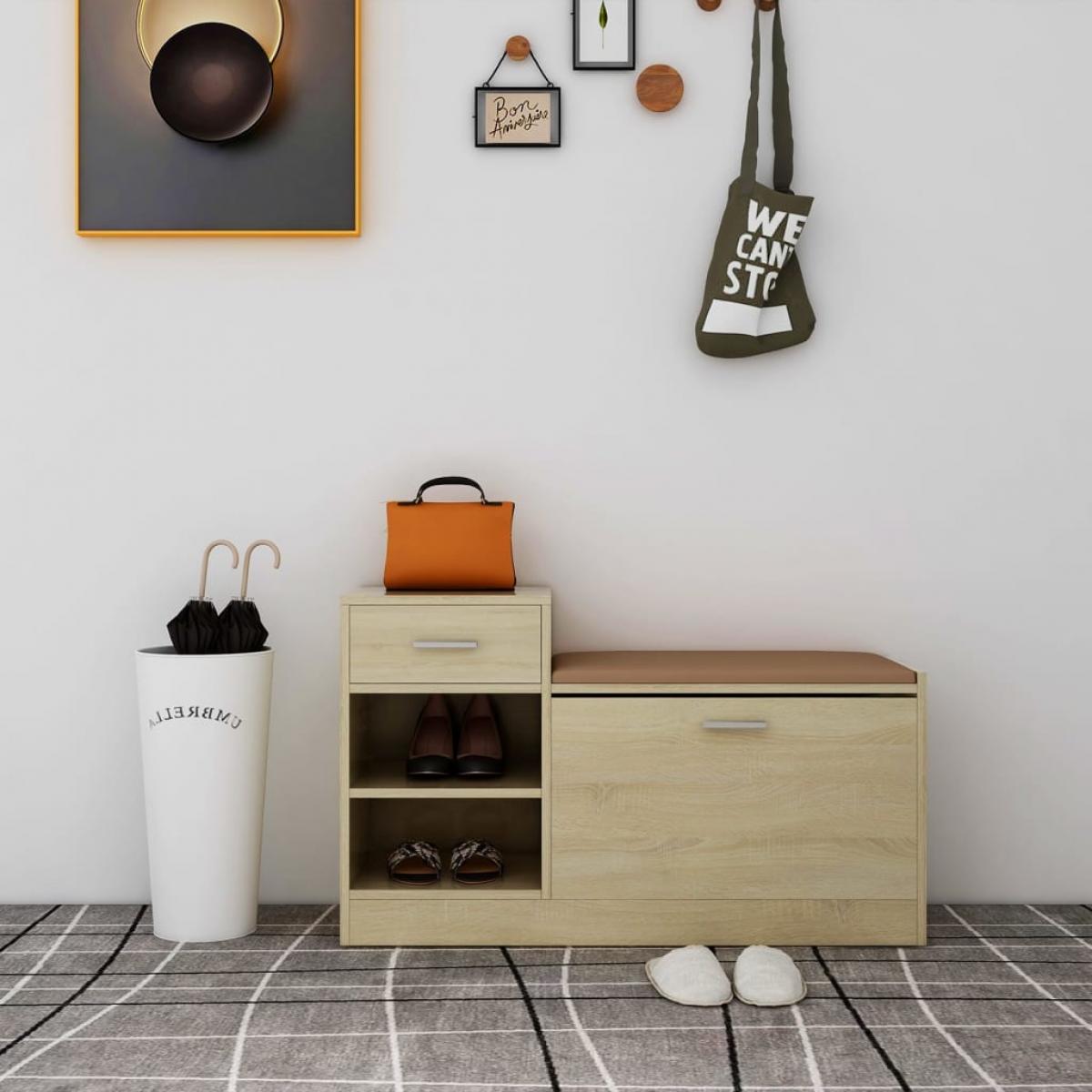 Banco zapatero aglomerado roble sonoma 94,5x31x57 cm